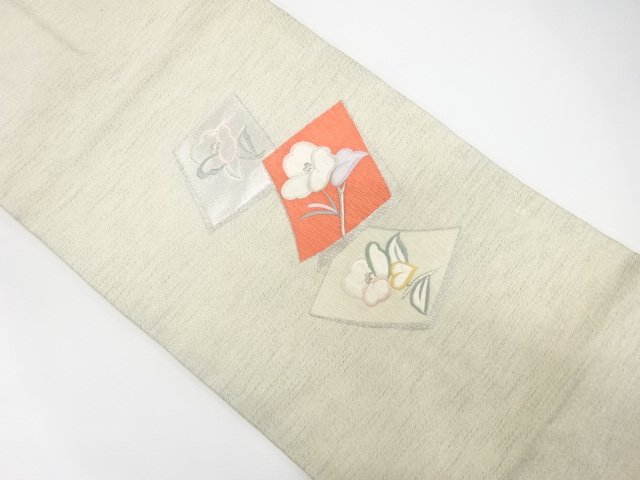 JAPANESE NAGOYA OBI / EMBROIDERY / BRANCH FLOWER